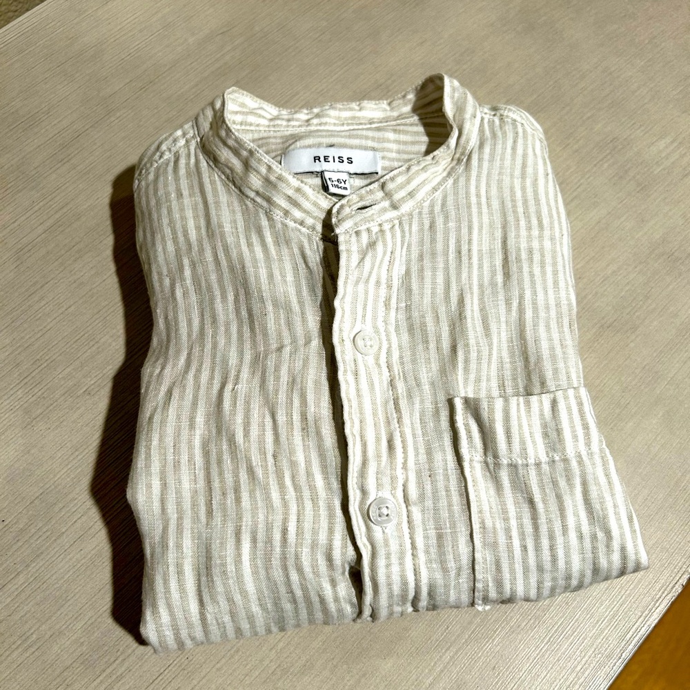 Boys Reiss Linen Button Down shirt